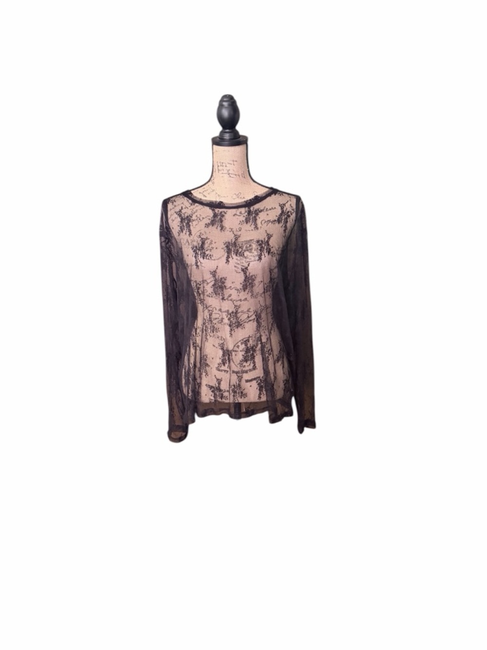 Sheer Black Lace Long-Sleeve Tee